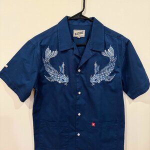 &Sons • Koi Carp Embroidered Blue Club Shirt
